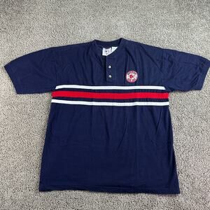 VINTAGE Boston Red Sox Iron Knights Shirt Mens Large Blue Henley 1999 90s *